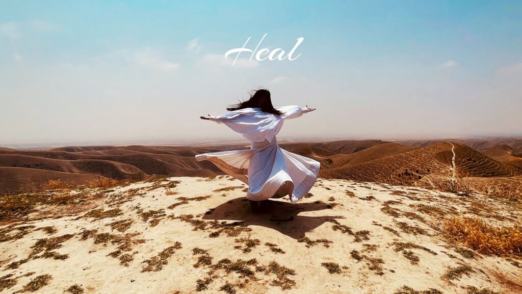 Woman dancing in the desert